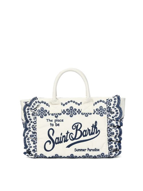 Borsa Colette Volant in cotone sangallo Bianco Blu Mc2 Saint Barth | COL002702534L